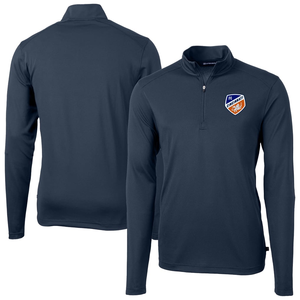  FC Cincinnati Cutter & Buck Big & Tall Virtue Eco Pique Recycled Quarter-Zip Pullover Top - Navy
